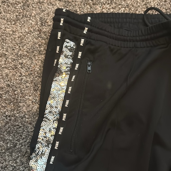 VICTORIAS SECRET PINK SEQUIN JOGGERS BLACK SZ LARGE - Picture 6 of 7